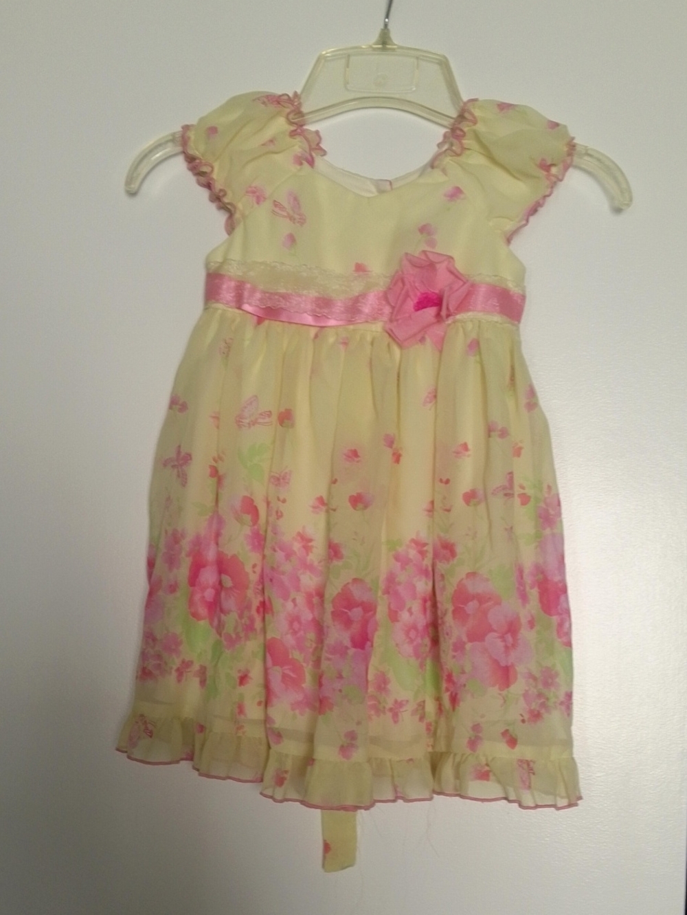 Jona Michelle Yellow Dress with Pink Floral Accents